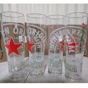 4 x Heineken Original Red Star One Pint M20 Arc Beer/ Lager Glasses VGC